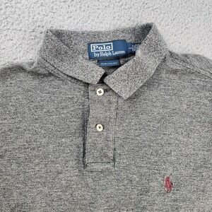 Vintage Polo Ralph Lauren Shirt Mens Large Grey Heathered Henley Casual Business